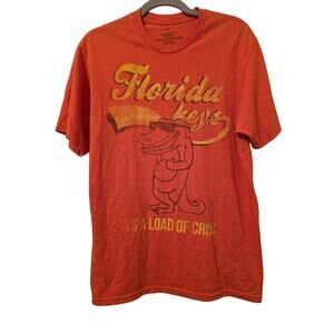 Florida Keys Men’s Medium Orange Crocodile Graphic Tee Retro Souvenir Shirt